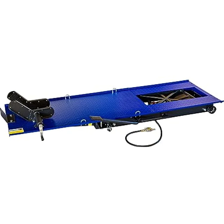 DeTec Motorradheber Hebebühne max. 450 kg, pneumatisch + hydraulisch, max. Hubhöhe 79 cm, Plattform 220 x 68 cm – Bild 3