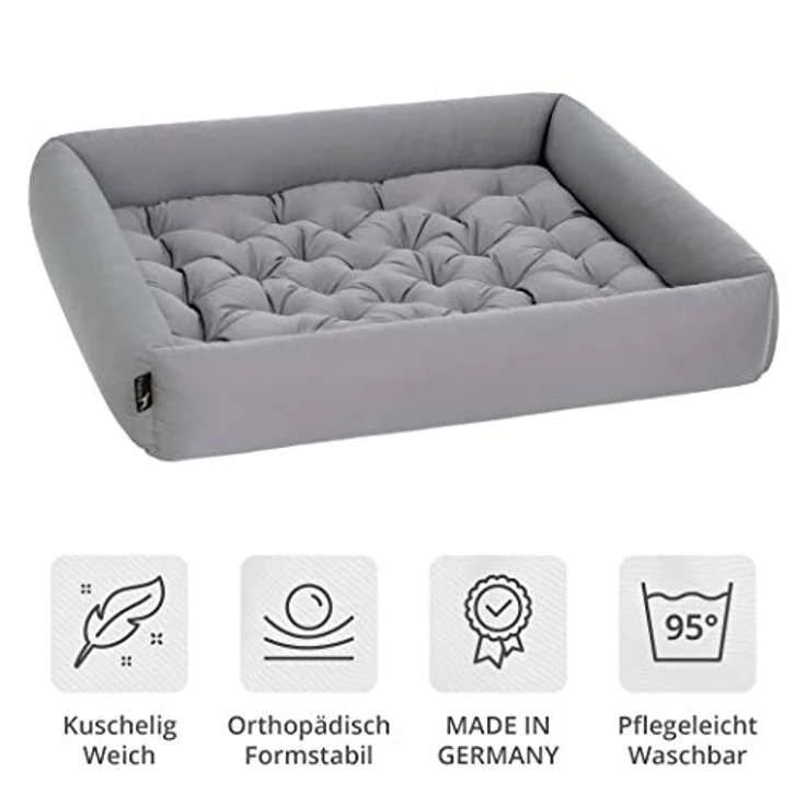 Doctor Bark Pointer | Hundebett mit Hundekissen - orthopädisch, waschbar, bequem (XXL - 100x90 cm, Hellgrau) – Bild 2