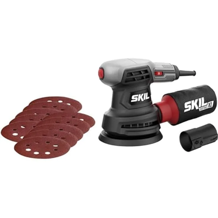 SKIL Kombischleifer 7422 AA, Exzenterschleifer mit 280 Watt, integrierter Bremsfunktion und Staubauffangsystem
