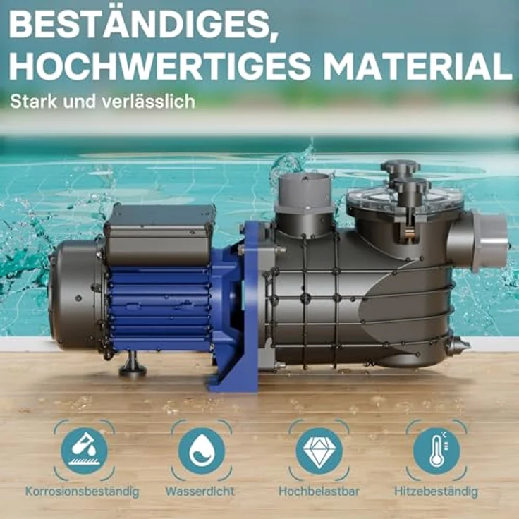WilTec Pool Pumpe 10800 l-h 180 W Schwimmbadpumpe Filterpumpe Umwälzpumpe Pool – Bild 7