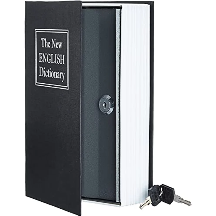 Amazon Basics Buch-Safe, tragbare Box mit Schloss und Schlüssel - 5.6 x 15.5 x 23.9 cm, Schwarz – Bild 1