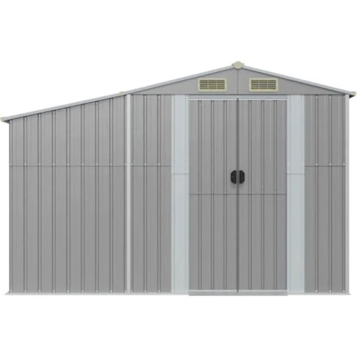 vidaXL Gerätehaus Grau 277x93x179 cm Verzinkter Stahl – Bild 3