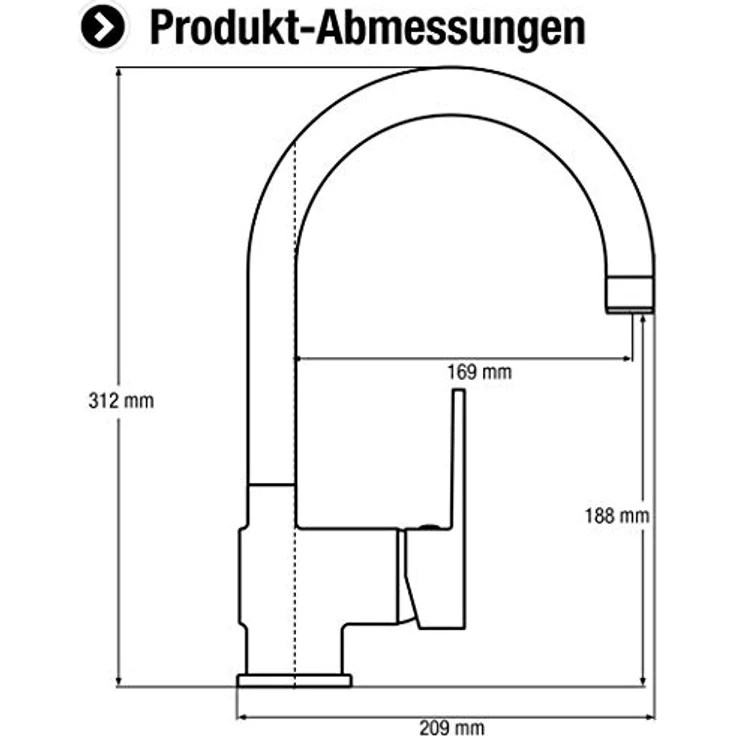 CORNAT Spültischarmatur, Niederdruck-Armatur mit 360° schwenkbarem Auslauf, verchromt, Druckgusskörper, einfacher Montage und Strahregler – Bild 2