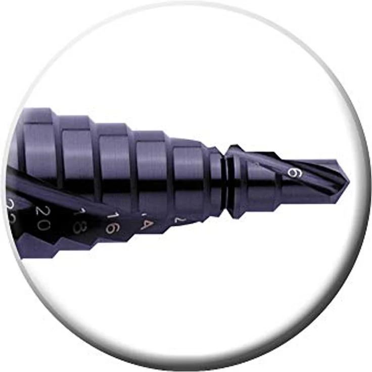 Exact 796 / 07023 HSS Stufenbohrer 6 - 30mm, TiAIN beschichtet, Gesamtlänge 98mm, 3-Flächenschaft – Bild 2