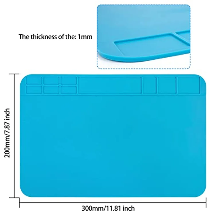Generic Silikon 500℃ Hitzebeständige Magnetische Arbeitsmatte Silikonmatte, 30x20cm Lötmatte Antistatische Reparatur Matte Soldering Mat für Lötpistolen, Elektronik, Smartphone, Uhren, 1 – Bild 2
