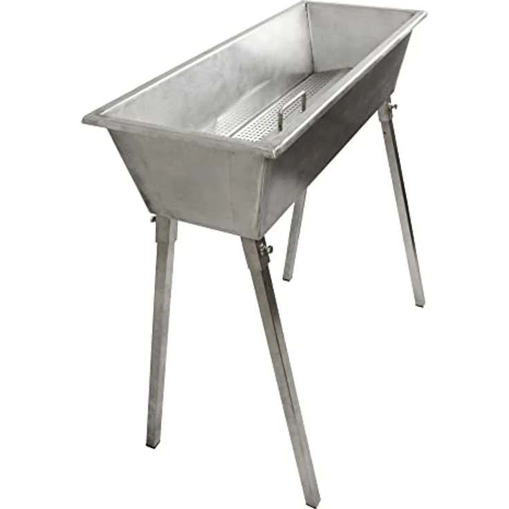 SCHMIDT security tools Mangal Grill 80x34cm Edelstahl 2mm Holzkohlegrill Schaschlik Standgrill Kohlegrill Brikett BBQ abnehmbare Füße, Silber – Bild 1