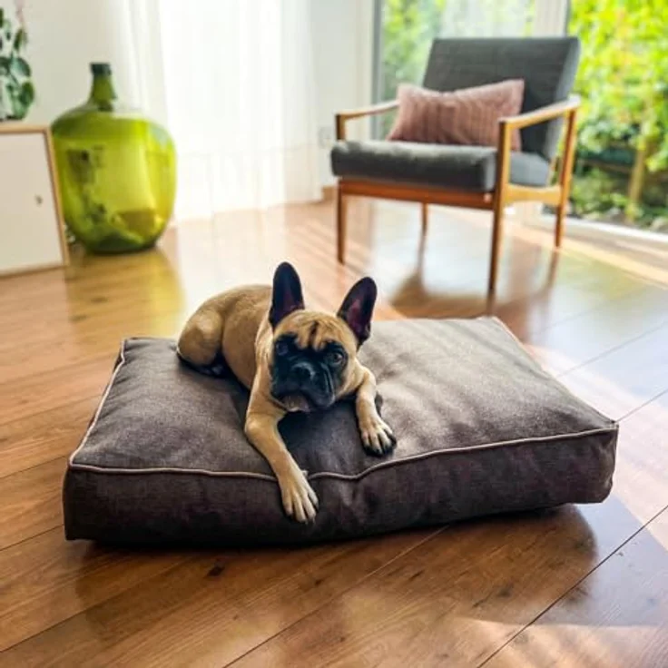 Aumüller Hundekissen Basic Line, Braun - 117 cm - Kissen für Hunde aus robustem, strapazierfähigen Canvasstoff | Füllung aus Visco-Sticks | Abziehbarer Bezug mit Reißverschluss - Preisvergleich – Bild 3