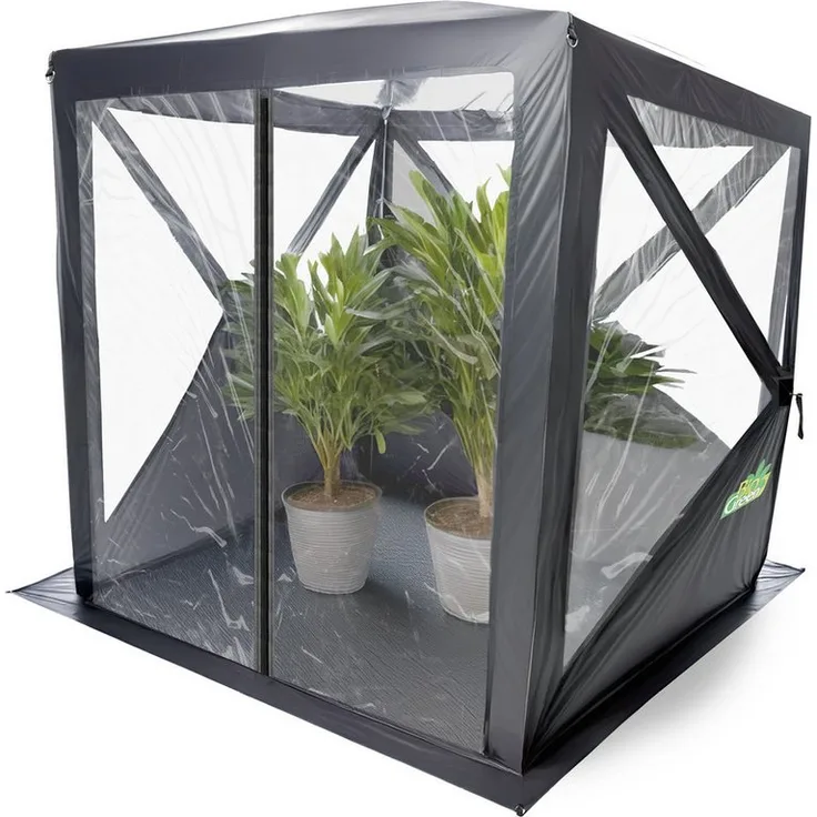 Bio Green Foliengewächshaus PREMIUM Überwinterungszelt ALASKA 150 x 150 x 180 cm, Anthrazit, Pop-Up Mechanismus, hochwertige Premium-Folie