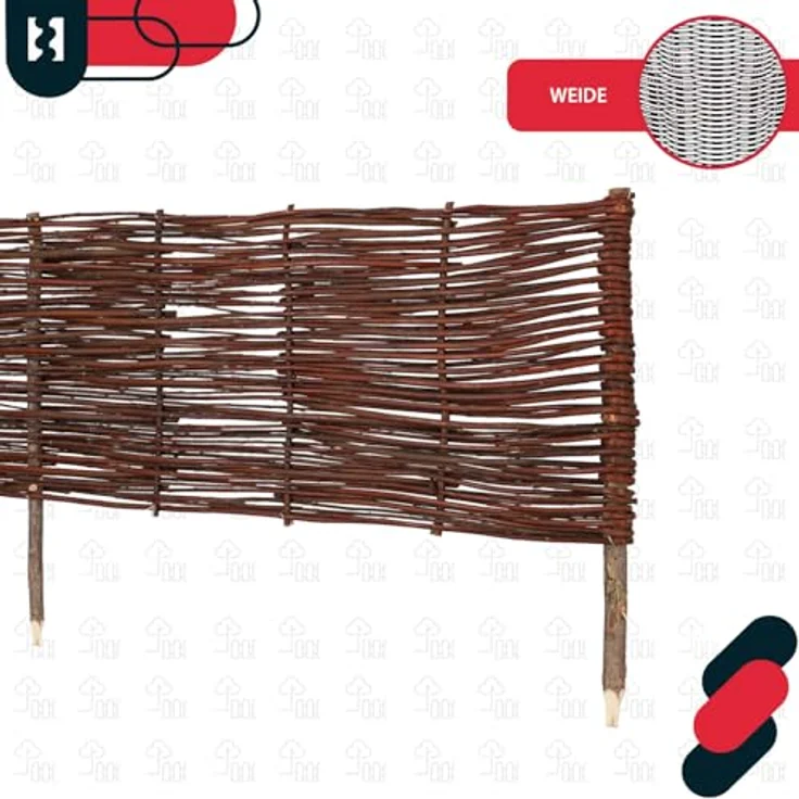 KOTARBAU® Weidenzaun 120 x 30 cm, Beetbegrenzung aus natürlicher Weide, wetterbeständig und stabil, braun – Bild 5