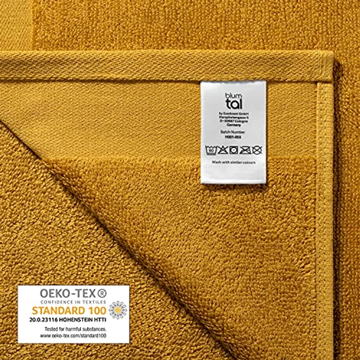 Blumtal Saunatuch, Gelb, 80x200 cm, 100% Baumwolle, Oeko-Tex zertifiziert, 2er Set – Bild 7