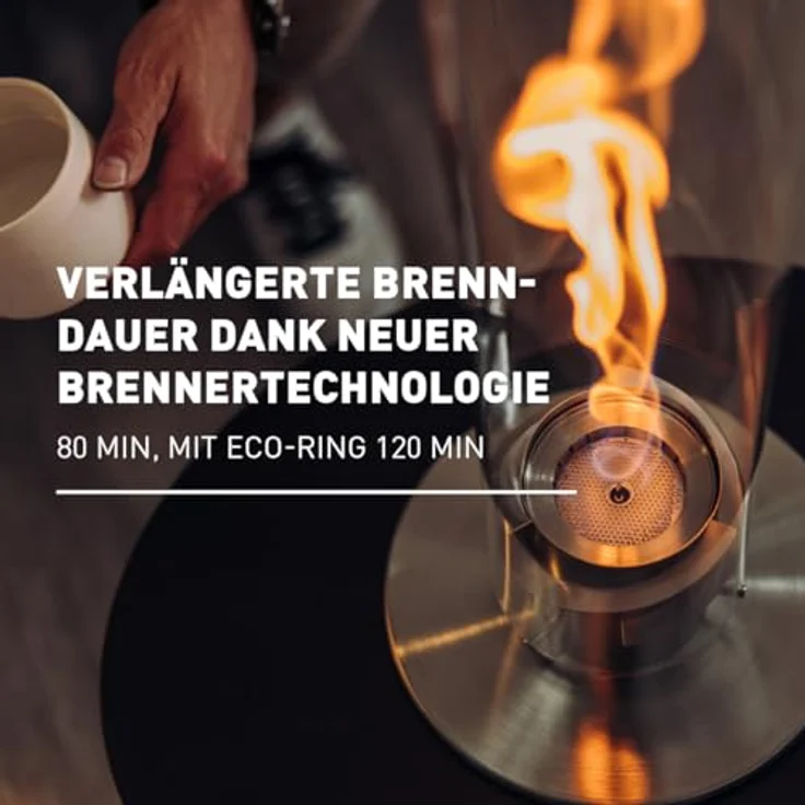 höfats - Spin 900 Silber NEUES Modell mit verlängerter Brenndauer Dank innovativer Brenntechnologie - flüssig Bioethanolkamin, Edelstahl Tischfeuer, wärmender Tischkamin für Indoor und Outdoor – Bild 3