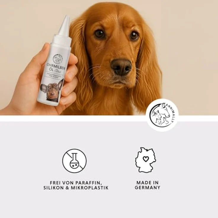 Annimally Ohrmilbenöl Akut, natürliches Mittel gegen Milben beim Hund mit Aloe Vera & Schwarzkümmel, beruhigendes Öl gegen Juckreiz, pflegt & schützt, Made in Germany – Bild 3