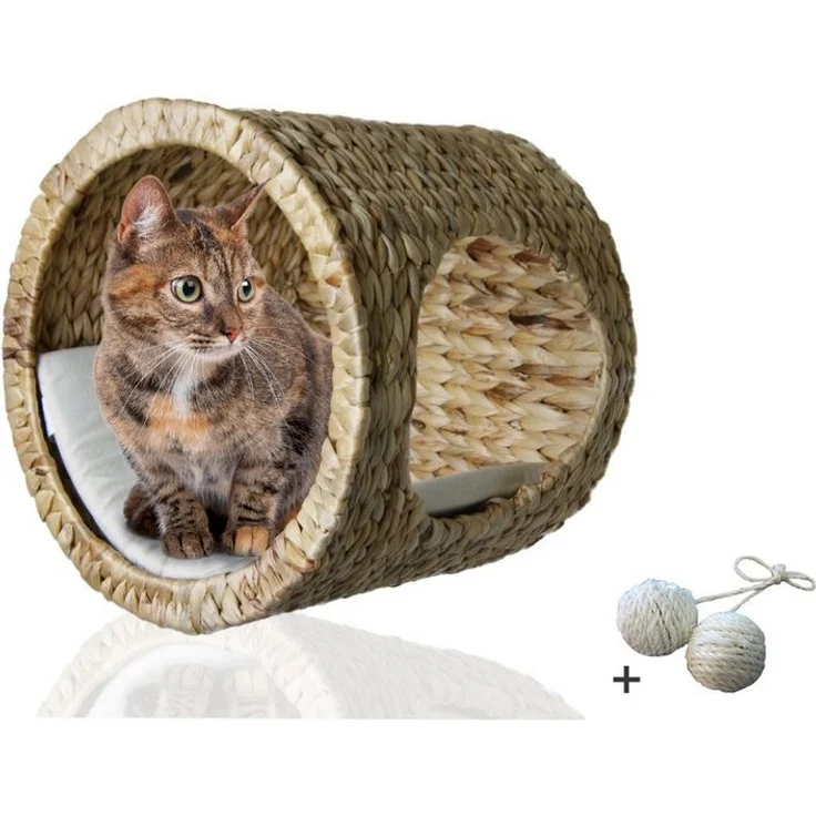 Rohrschneider Katzen-Kletterwand Katzenhöhle mit Schlafhöhle Wandbett für Katzen - Wandmontage in Wasserhyazinthe