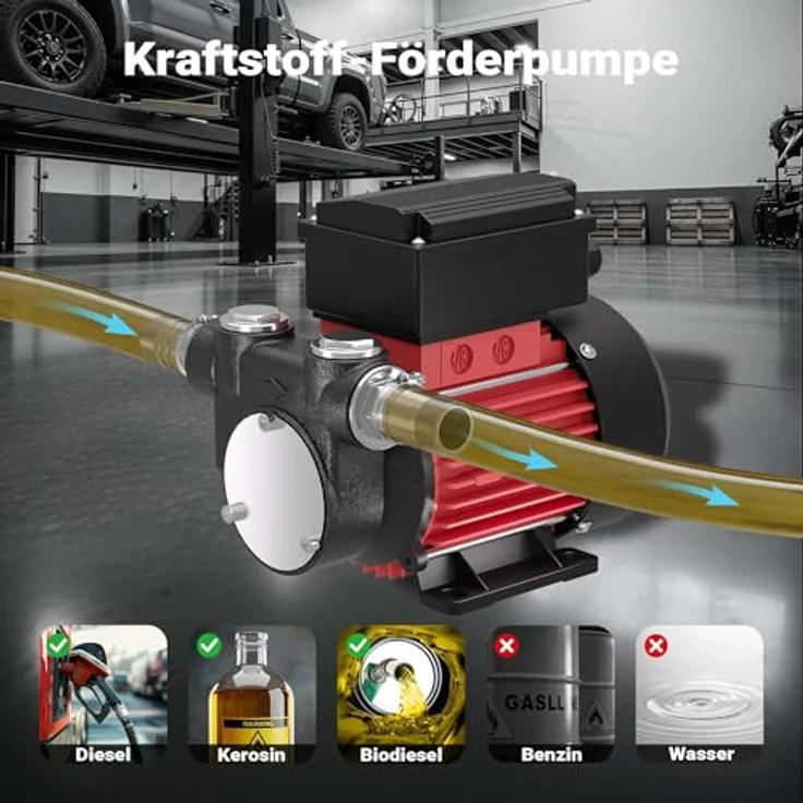 WilTec WilTec - Selbstansaugende Dieselpumpe 230V mit 60l-min, 2m Ansaughöhe, Dieselöl & Heizöl – Bild 6