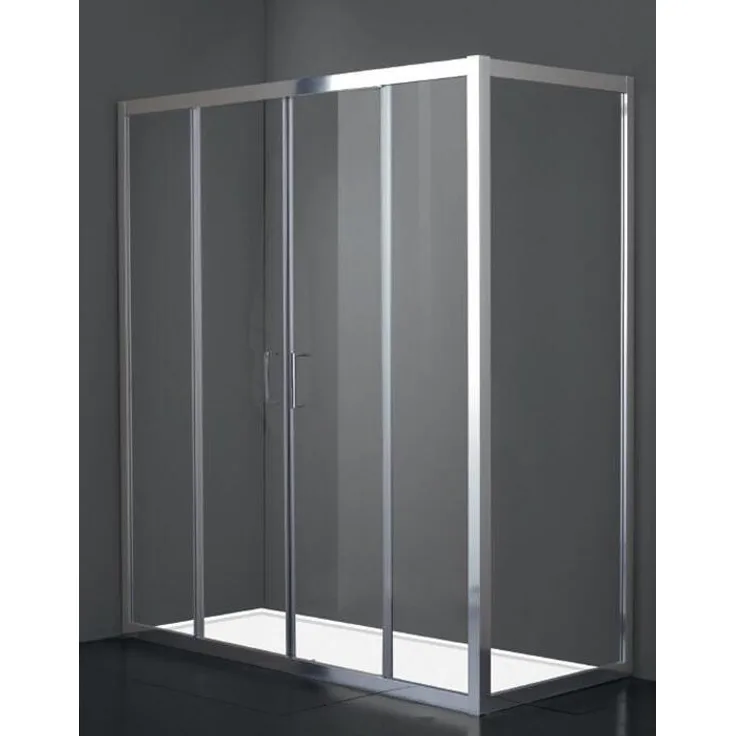 Frascio Duschkabine 140 x 100 cm, Höhe 200 cm, 1 Festglas mit 4 zentralen Kristallen, transparentes Sicherheitsglas