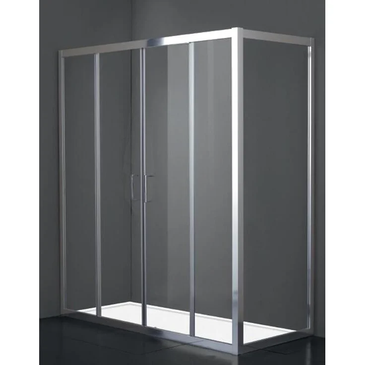 Frascio Duschkabine 140 x 100 cm, Höhe 200 cm, 1 Festglas mit 4 zentralen Kristallen, transparentes Sicherheitsglas