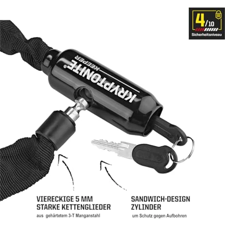 Kryptonite Keeper 585 I.C. (85 cm) Kettenschloss Fahrrad black – Bild 2