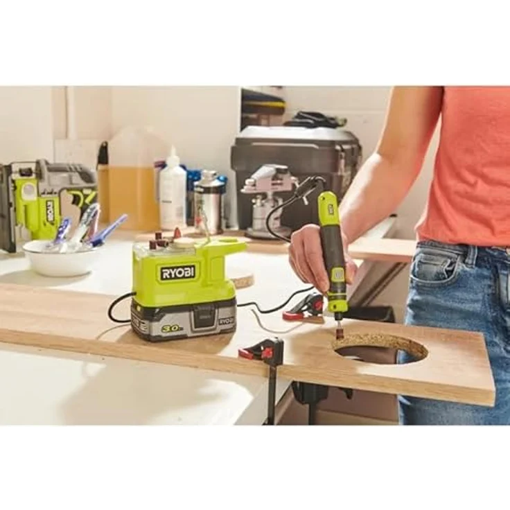 Ryobi ONE+ Akku-Rotationswerkzeug RRT18-0, 18Volt Geradschleifer, grün-schwarz – Bild 4