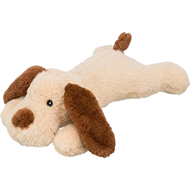 TRIXIE geräuschloser und beruigender Ankuschelhund Benny aus Plüsch für Welpen, Hundespielzeug, Kuscheltier, 30 cm - 35959, Braun – Bild 3
