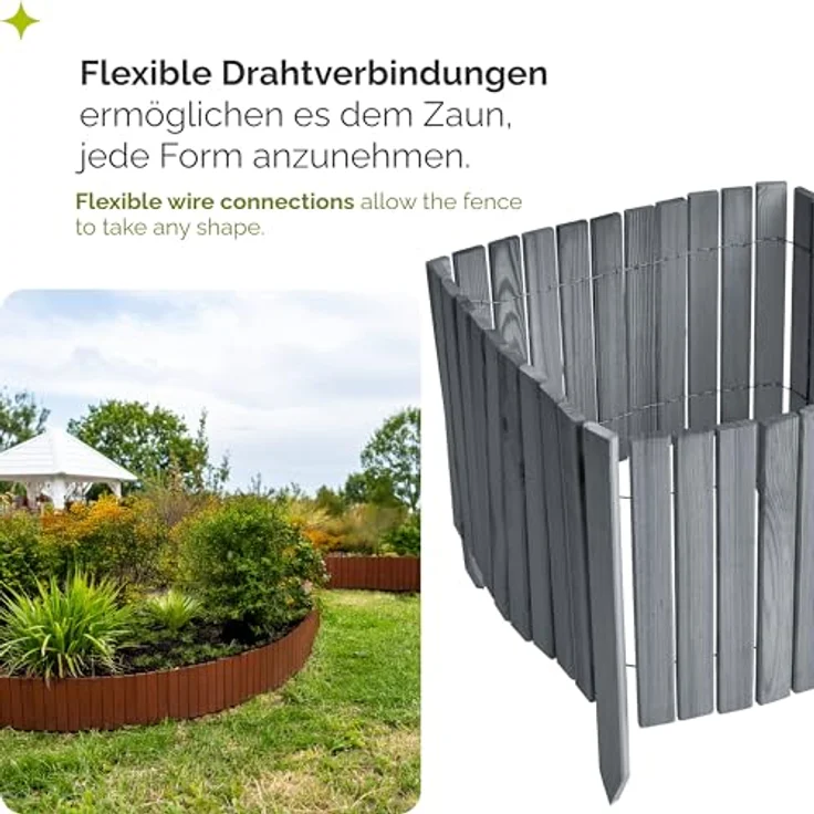 Garronda Rasenkante Beetumrandung Holz flexibel, 200 cm, in verschiedenen Höhen und Farben erhältlich – Bild 4
