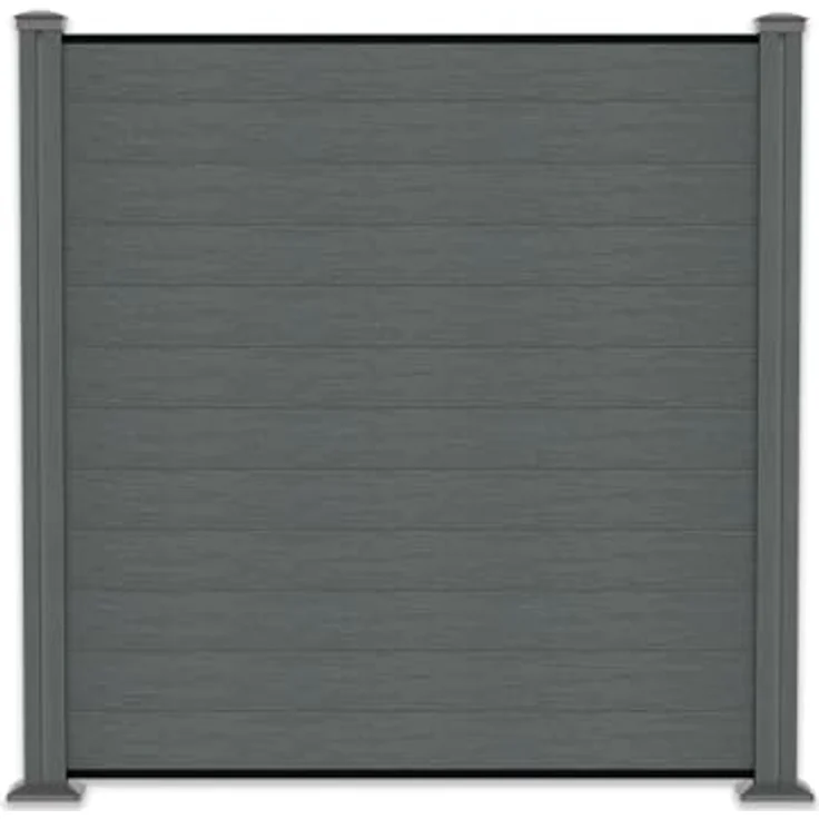 Gartenwelt Riegelsberger WPC Sichtschutzzaun Komplettset, grau, 1,89 m, robustes WPC-Material, flexibles Stecksystem, zuverlässiger Sicht- & Windschutz – Bild 1