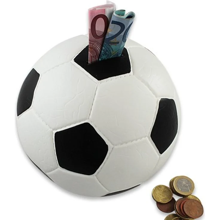 HMF 4790-01 Spardose Fußball Lederoptik 15 cm Durchmesser, schwarz weiß – Bild 3