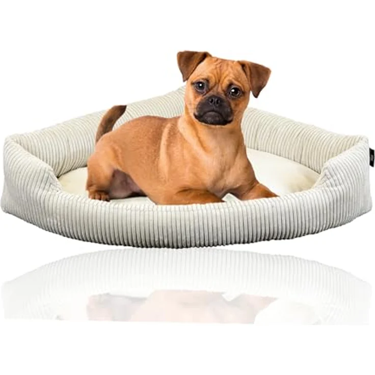 Rohrschneider XXL Eck-Hundebett für große Hunde | Weiche Hundedecke aus Cord | Waschbar | Platzsparendes Design | Cord in großen Größen (95x70cm) – Bild 1