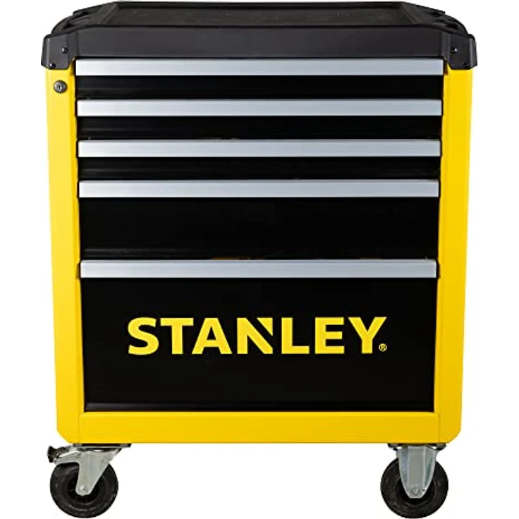 Stanley Werkstattwagen 5 Schubladen, unbestückt, strapazierfähige Arbeitsplatte, belastbar bis 300kg, mit Anti-Rutsch Einlagen und größeren Rollen – Bild 4