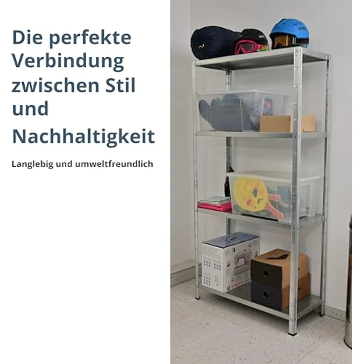 Schulte Regalwelt Lagerregal mit 4 PowerMAX-Fachböden, 180x90x40cm Regalsystem, Steckregal mit einfacher Montage ohne Verschrauben, Traglast je Boden bis zu 65 Kg (bis zu 260 Kg Gesamttraglast) – Bild 7