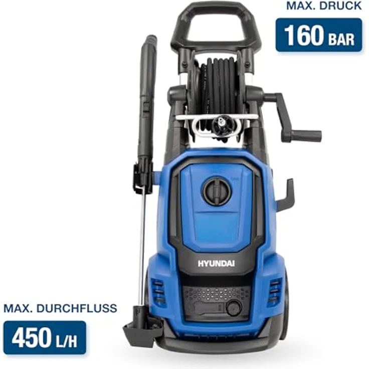 HYUNDAI Hochdruckreiniger HPW2000CE, 160 bar - 450 l/h, 2000 W, rotierende Turbodüse, Edelstahl-Lanze, Seifenflasche, rot – Bild 2