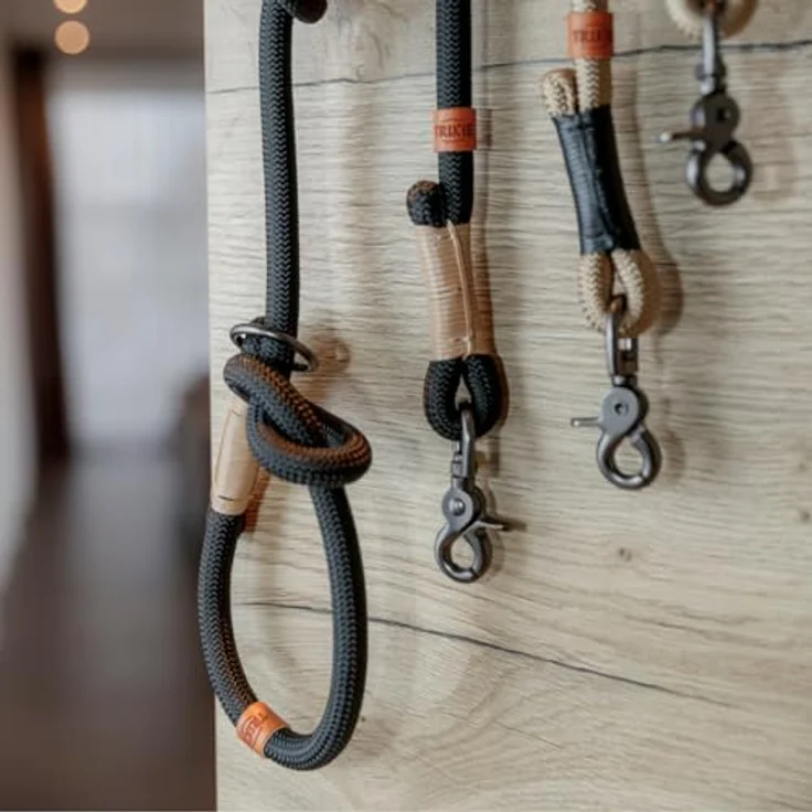 TRIXIE Hundeleine BE Nordic Retrieverleine S–M, 1,70 m Stuffenlos verstellbar in Sand/schwarz - Hundeleine mit Zugstopp ideal als Trainingsleine - für kleine bis mittelgroße Hunde - 17244 – Bild 4