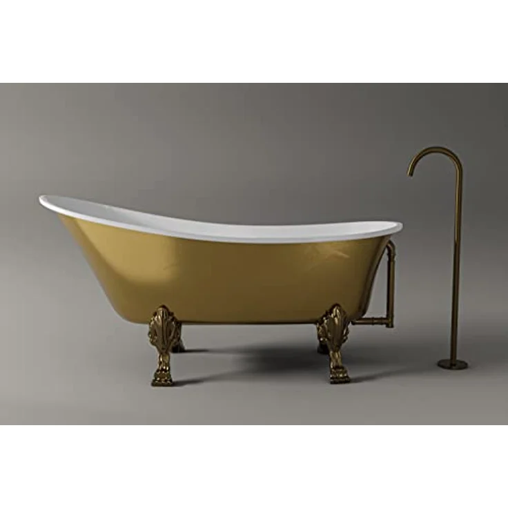 Bernstein Badewanne PARIS PREMIUM, freistehende Acrylwanne in Gold, 175 cm x 74 cm, oval mit Metallfüßen – Bild 4