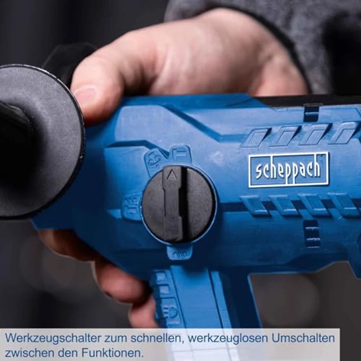 Scheppach Akku-Bohrhammer BC-RHD230-X | 2,2 J | 5500bpm | 20V | Brushless Motor | LED | inkl. zusätzlichem Griff & Tiefenanschlag aus Metall – Bild 7