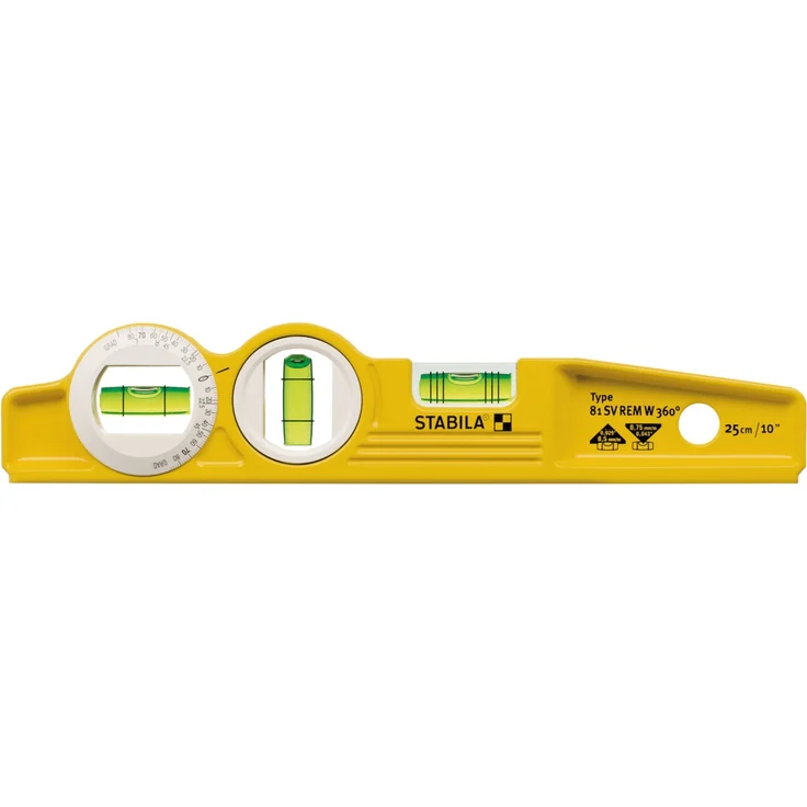 STABILA Magnet-Wasserwaage Type 81 SV REM W360 Torpedo mit Tasche, 25 cm, Alu-Gussprofil, Seltenerd-Magnetsystem, 1 Sechsring-Horizontal-/ 1 Vertikal-/ 1 Winkel-Libelle, Made in Germany – Bild 3
