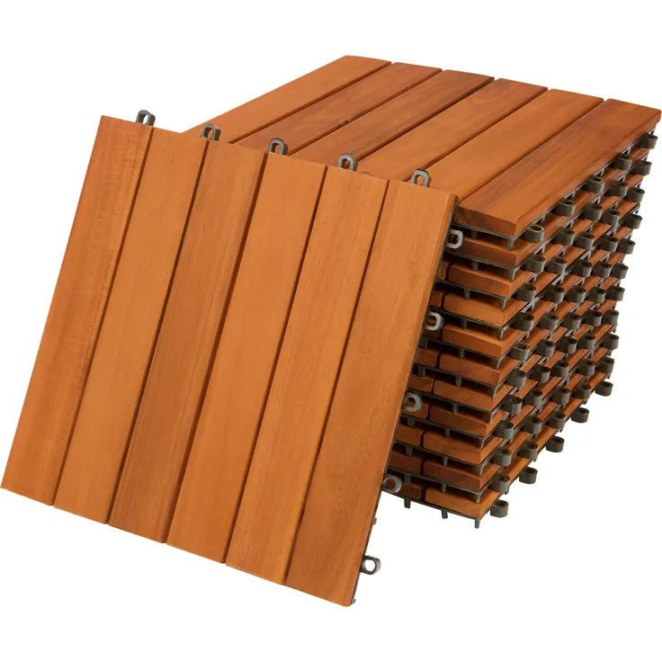 Holzfliese Terrassenfliesen 30x30cm Klickfliese Fliesen Akazie Balkon 33x Akazie quattro Mosaik
