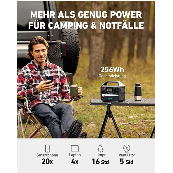 Anker 521 PowerHouse Zellkapazität 256 Wh, 200 W, 5 Anschlüsse, sturzsicheres Design – Bild 7