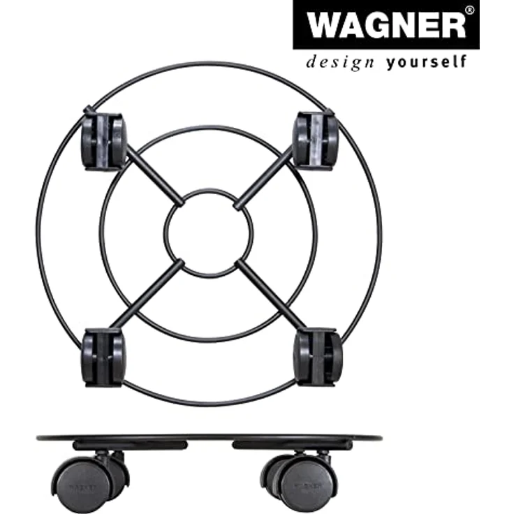 Wagner Pflanzenroller Draht GH 0943, Schwarz Matt, Ø 30 cm, mobile Basis mit wendigen Doppelrollen für Pflanzgefäße – Bild 6