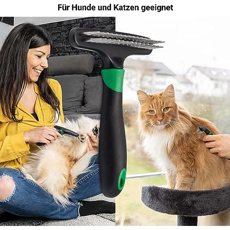 FinoPet Entfilzungsstriegel, Harkenkamm als Fellentwirrer für Hund und Katze, Hundebürste/Katzenbürste, Hundekamm/Katzenkamm zur Entfilzung und Entfernung der Unterwolle, Hundestriegel, Fellbürste – Bild 2