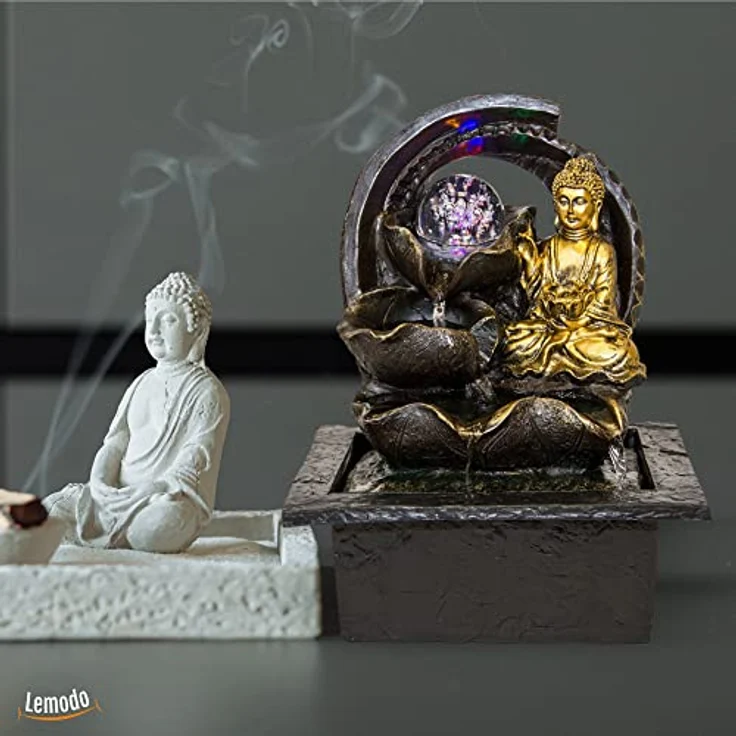 Zimmerbrunnen BUDDHA mit LED-Beleuchtung Karana mit Kugel – Bild 5