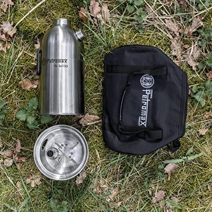Petromax Feuerkanne Edelstahl 1,5 l, Outdoor-Kocher mit Dampfpfeife und Silikonummantelten Griffen – Bild 2