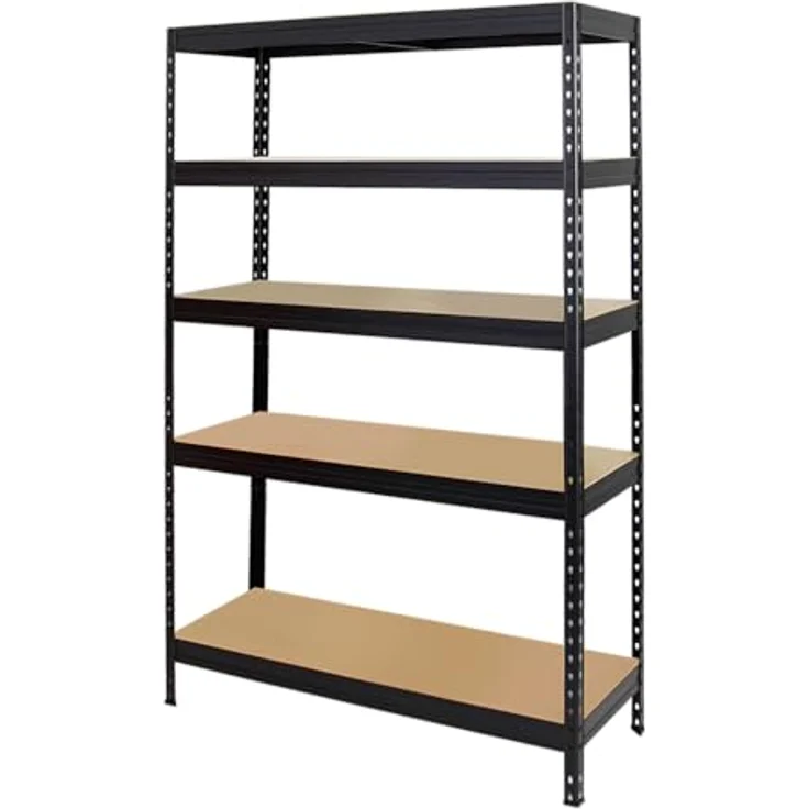 Proregal Schwerlastregal Rivet, 5 Böden, Traglast 250 kg pro Ebene, Schwarz, H 180 x B 120 x T 45 cm – Bild 7