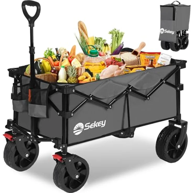 Sekey XXL 4020, Faltbarer Bollerwagen mit 150L Volumen, 150kg Tragkraft, All-Terrain Reifen und verstellbarem Griff – Bild 1