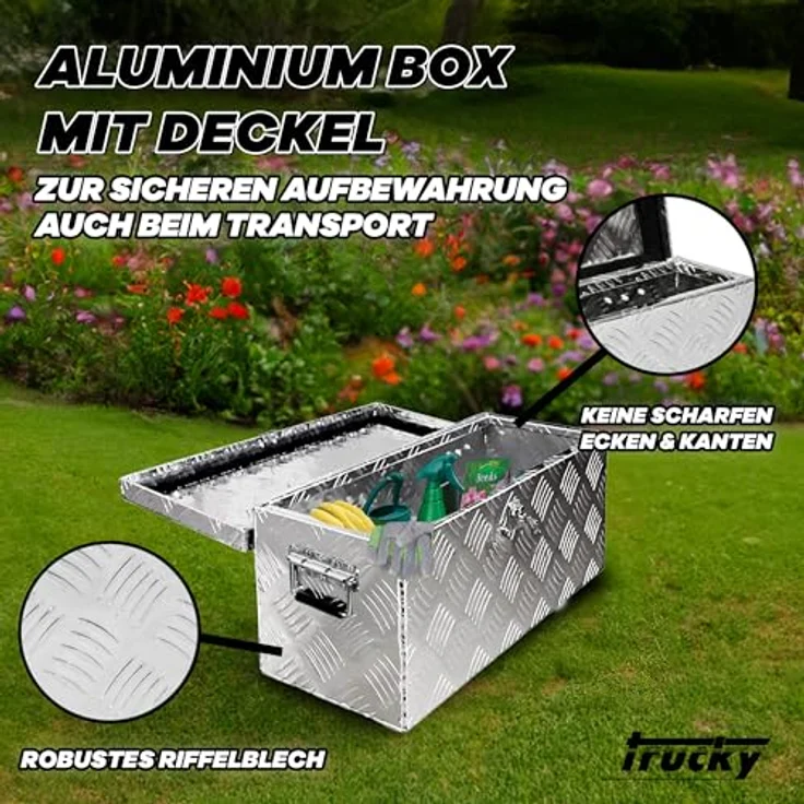Trucky Alubox D40, Aluminium Anhängerbox mit Schloss, wasserdicht, 59 x 25 x 31 cm – Bild 2