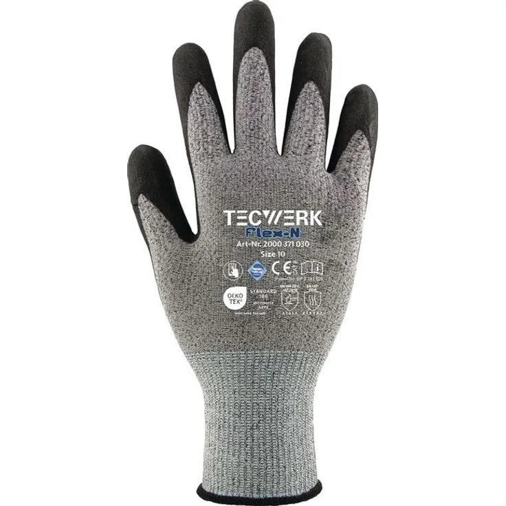 ASATEX AG Handschuhe FlexN Gr.8, grau/schwarz, EN 388, PSA II, abriebfest und touchscreenfähig, VE: 12 Paare