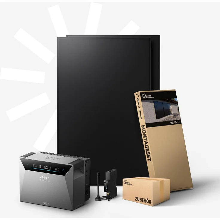 Kleines Kraftwerk Duo 960W Balkonkraftwerk mit bifazialen 2x Sunpro BC 480 Wp Modulen und Anker Solarbank 4 Pro, 5.024 Wh LiFePO4 Speicher, 0% MwSt.