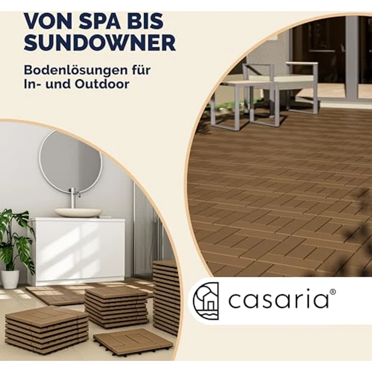 WPC Fliesen 1m²-4m² Terrassenfliesen Set Holzfliesen 30x30cm Balkon Pool Garten 44x Mosaik terrakotta 4250525379877 – Bild 6