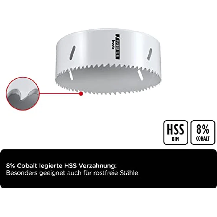 kwb Ø 121 mm Lochsäge HSS-Bi-Metall 598121 (Vario-Zahnung, 8% Cobalt, hohe Rundlaufgenauigkeit) – Bild 4