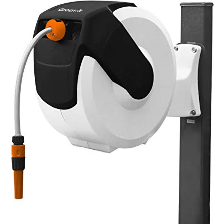 HOME It® Schlauchbox mit 35 m Gartenschlauch, automatische Aufrollung und 2 m Anschlussschlauch, Wandmontage möglich
