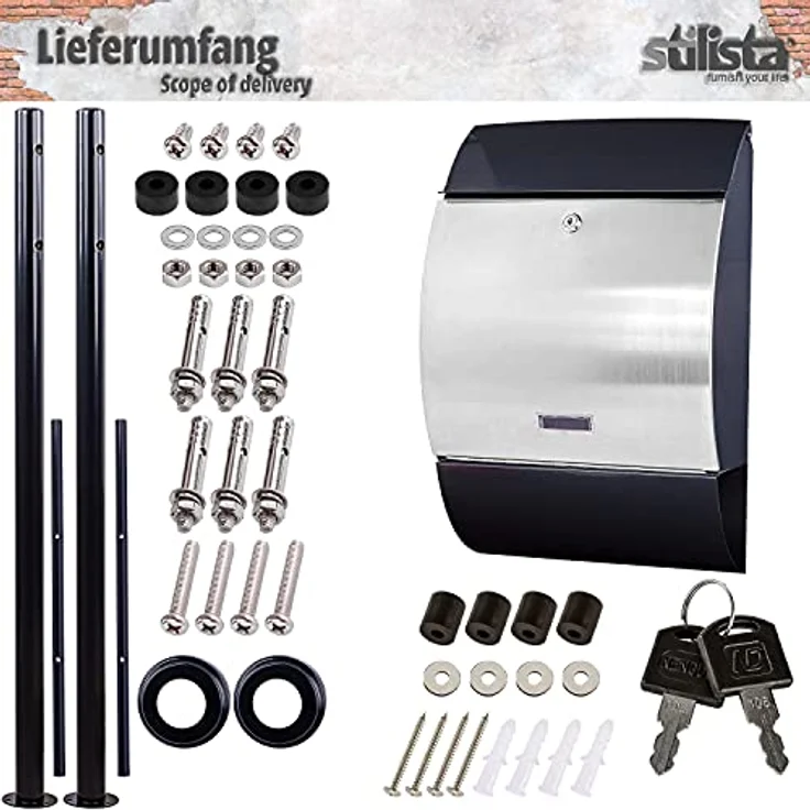 STILISTA Standbriefkasten Stahl MIX mit Anthrazit Beinen 32,5 x 50 x 9,5 cm – Bild 3