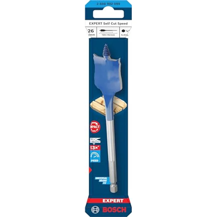 Bosch Expert Self Cut Speed Spade Bit, 26mm x 152mm, HEX Schaft, schnelles Bohren in Weichholz, 1 Stück – Bild 2